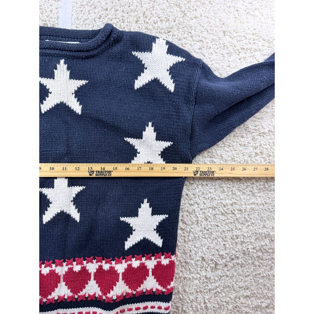 Claudia D Sweater Womens L Navy Stars Hearts Vintage 1994 Americana Patriotic - Picture 5 of 7